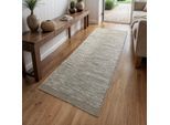 Wollteppich "Anisa, handgewebt", beige (creme, grau), B:80cm H:10mm L:250cm, Wolle, MYFLAIR MÖBEL & ACCESSOIRES, Teppiche, Wollteppich, reine Wolle, meliert, Wendeteppich, auch in rund, Wohnzimmer