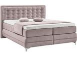 Boxspringbett MUSTERRING "Dubai", lila (d 531 flieder), B:197cm L:214cm, Komplettbetten, Boxspringbett, Winkelfuß in Chrom, 3 Härtegrade, Kopfteil in Kassettensteppung