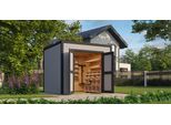 Gartenhaus NORDIC HOLZ "Fynn 1,5", grau (lichtgrau), ohne Fußboden, ohne Dacheindeckung, Massivholz, Gartenhäuser, Gartenhaus, kleiner stilvoller Schuppen mit Flachdach