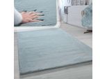 Fellteppich PACO HOME "Rabbit 780", blau (türkis), B:120cm H:26mm L:160cm, Polyester, Teppiche, Fellteppich, Kunstfell, Kaninchenfell-Haptik, ein echter Kuschelteppich, Uni-Farben