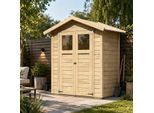 Gartenhaus KONIFERA "Socorro 0", beige (naturbelassen), ohne Fußboden, selbstklebende Dachbahnen, Massivholz, Gartenhäuser, Gartenhaus