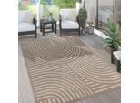 Teppich PACO HOME "Livorno 674", beige, B:60cm H:14mm L:100cm, Polypropylen (PP), Teppiche, Teppich, Uni Farben, moderner Hoch-Tief-Effekt, Scandi-Look, Outdoor geeignet