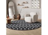 Teppich SANAT "Boho 8205 , auch als Läufer und in Rund", schwarz, H:10mm Ø:150cm, Kunstfaser, Teppiche, Teppich, Kurzflor, robust, Boho, Scandic, für Fussbodenheizung geeignet