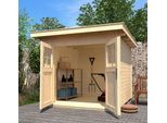 Gartenhaus WEKA "179 Gr.1", beige (naturbelassen), Fußboden im Gartenhaus, ohne Dacheindeckung, Massivholz, Gartenhäuser, Gartenhaus