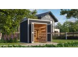 Gartenhaus NORDIC HOLZ "Fynn 1,5", grau (carbongrau), ohne Fußboden, ohne Dacheindeckung, Massivholz, Gartenhäuser, Gartenhaus, kleiner stilvoller Schuppen mit Flachdach
