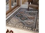 Wollteppich GREEN LOOOP "Blancard", blau (hellblau), B:240cm H:5mm L:340cm, Wolle, Teppiche, Wollteppich, Fransen, Kelim, handgewebt, Natur, Wohnzimmer, Schlafzimmer, Ethno