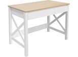 Schreibtisch OTTO HOME "Silba", weiß (weiß, eichefarben, weiß, eichefarben), B:100cm H:76cm T:50cm, Tische, Schreibtisch, 2 Schubladen, Landhausstil, Home Office, Breite 100 oder 140 cm