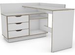 Eckschreibtisch OTTO HOME "Bexley", weiß (weiß, eiche sonoma, eiche sonoma, eiche sonoma), B:129cm H:83,5cm T:105cm, Tische, Eckschreibtisch, mit viel Stauraum, Breite 129 cm, rechts oder links montierbar