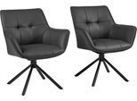 Drehstuhl OTTO HOME "Lika", grau (schwarz, schwarz), B:69cm H:85cm T:68cm, Stühle, Drehstuhl, echtes Leder, 360 Drehfunktion, Steppnähte, Metallgestell