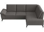 Ecksofa SIT & MORE "Chelsea L-Form, B: 249 cm, Armteil- & Sitztiefenverstellung, Leder", mocca, B:249cm H:89cm T:190cm, Sofas, Ecksofa, Couch optional mit Schlaffunktion und Bettkasten, Sitzhöhe 45 cm