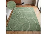Teppich OTTO HOME "Lavia, Wellenmuster, Hoch-Tief", grün (dunkelgrün), B:80cm H:20mm L:150cm, Kunstfaser, Teppiche, Teppich, Linienmuster, modernes Design, 3D Optik, Designteppich, Wohnzimmer
