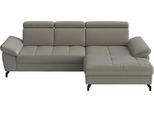 Ecksofa SIT & MORE "Vanity L-Form, Leder, B: 264 cm, mit Sitz-, Kopf u. Armteilverstellung", grau (delphine), B:264cm H:84cm T:181cm, Sofas, Ecksofa, Couch optional mit Schlaffunktion & Bettkasten, in Leder