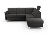 Ecksofa, grau (dunkelgrau), B:236cm H:89cm T:212cm, 100% Polyester, Sofas, Ecksofa, optional Schlaffunktion & Bettkasten, Federkern