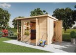 Gartenhaus KARIBU "Multifunktionshaus 1 Pultdach", beige (naturbelassen), Holzwerkstoff, Gartenhäuser, Gartenhaus, naturbelassen oder terragrau, Made in Germany