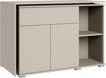 Schreibtisch OTTO HOME "Kenia mit drehbarer Tischplatte 90/180, B/H/T: 109,5/75/50 cm", beige (kaschmir, kaschmir, kaschmir), B:109,5cm H:74,8cm T:50cm, Tische, Schreibtisch, modernes Sideboard mit Schublade & Push-to-open Türen