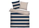 Bettwäsche TOM TAILOR HOME "BOLD STRIPES in Gr. 135x200cm, 155x220cm oder 200x220cm", blau (schwarz navy, sunny sand), B/L: 200cm x 220cm, 1 Stk., 2 Stk., Renforcé, B/L: 80cm x 80cm & 80cm x 80cm, 3 Stk., Renforcé, Obermaterial: 100% Baumwolle, Bettwäsche, Bettwäsche, new bedroom, mit farbigem Markenreißverschluss