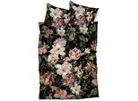Bettwäsche CASATEX "Nightflowers", bunt (schwarz, multicolor), B/L: 135cm x 200cm, 1 Stk., 1 Stk., Satin, B/L: 80cm x 80cm, 2, Satin, Obermaterial: 100% Baumwolle, Bettwäsche, Bettwäsche, floral, stilvoll und elegant