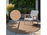 Outdoorteppich HANSE HOME "Liora Wendeteppich", weiß (jute, weiß), H:5mm Ø:160cm, Polypropylen, Teppiche, Outdoorteppich, In und Outdoor, Flachgewebe, wetterfest, pflegeleicht, robust