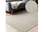 Designteppich ELLE DECORATION "Howlite", beige (creme), B:120cm H:9mm L:170cm, Polypropylen, Teppiche, Designteppich, Wohnzimmer, Schlafzimmer, Läufer, Hoch-Tief Effekt, Flur, Glanz