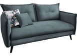 3-Sitzer HOME AFFAIRE "Levke, 183 cm breit, modernes Design: Kissen Optik, bequem, elegant", blau (ocean), B:183cm H:94cm T:110cm, Sofas, 3-Sitzer, Velours, inkl. Rücken- und Zierkissen
