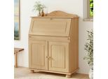 Sekretär OTTO HOME "Mette, Schreibtisch im Landhausstil", beige (natur gebeizt, gewachst), B:82cm H:107cm T:39cm, Sekretäre, Sekretär, aus Massivholz, Breite 82 cm