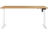 Schreibtisch GERMANIA "Boras", navarra, eiche, nachbildung, weiß, weiß, navarra, eiche, nachbildung, B:180cm H:120cm T:80cm, Tische, Schreibtisch, Breite 120/140/160/180 cm, Metallgestell, elektrisch höhenverstellbar