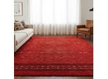 Wollteppich THEKO "Lori Star Gold" Gr. 3, rot, B:140cm H:12mm L:200cm, Wolle, Teppiche, Wollteppich, reine Wolle, handgewebt, ideal im Wohnzimmer & Schlafzimmer