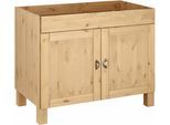 Spülenschrank HOME AFFAIRE "Oslo", beige (natur gebeizt, gewachst), B:100cm H:83cm T:57cm, Massivholz, Schränke, Spülenschrank, 100 cm breit, inklusive Einbauspüle aus Edelstahl, aus Kiefer
