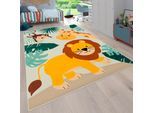 Kinderteppich PACO HOME "Bino 582", beige, B:200cm H:4mm L:200cm, Polyester, Teppiche, Kinderteppich, Spielteppich, Motiv Tiere, Löwe & Giraffe, Kinderzimmer