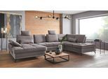 Wohnlandschaft OTTO HOME "Costello U-Form, Sitztiefen- & Armteilverstellung, 3 Nierenkissen", grau, B:363cm H:89cm T:223cm, 100% Polyester;Samtoptik (100% Polyester), Sofas, Wohnlandschaft, optional Schlaffunktion & Stauraum, Federkern