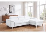 Ecksofa COTTA "Komaris L-Form, große Stoff- und Funktionsauswahl", weiß, B:244cm H:72cm T:166cm, Microfaser PRIMABELLE (100% Polyester);Kunstleder SOFTLUX(100%Polyurethan);Feinstruktur (100% Polyester);Kunstleder SOFTLUX/Struktur (100%Polyurethan, 90%Polyester, 10% Polyacryl), Sofas, Ecksofa, mit Kopfteilverstellung, optional Schlaffunktion, Bettkasten & Licht
