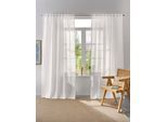 Vorhang OTTO HOME "Linsdorf, 1 Stück, halbtransparent, Leinenstruktur" Gr. 1, weiß (wollweiß), B:140cm H:160cm, Polyester, Gardinen, Vorhang, Leinenstruktur, halbtransparent