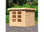 Gartenhaus KARIBU "Arnis 2", beige (naturbelassen), ohne Fußboden, ohne Dacheindeckung, Holzwerkstoff, Gartenhäuser, Gartenhaus, Made in Germany