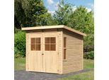 Gartenhaus KARIBU "Falkensee 3", beige (naturbelassen), ohne Fußboden, ohne Dacheindeckung, Holzwerkstoff, Gartenhäuser, Gartenhaus