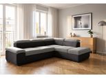 Ecksofa SIT & MORE "Valantine L-Form, B: 272 cm, Armteilverstellung, Kopfteilverstellung", schwarz (schwarz, grau), B:272cm H:73cm T:226cm, 100% Polyester;Luxus-Kunstleder/Struktur (88% Polyester, 12% Polyamid), Sofas, Ecksofa, mit Schlaffunktion, Komfortsofa, modern