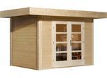 Gartenhaus WEKA "Designhaus 126 Plus", beige (naturbelassen), Fußboden im Gartenhaus, ohne Dacheindeckung, Massivholz, Gartenhäuser, Gartenhaus