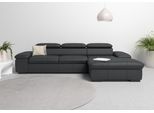 Ecksofa OTTO HOME "Alberto L-Form", schwarz, B:286cm H:73cm T:174cm, Luxus-Microfaser Lederoptik (100% Polyester);Luxus-Microfaser ALTARA NUBUCK (100% Polyester);Luxus-Microfaser weich (90% Polyester, 10% Polyamid);Microfaser Antiklederoptik, Sofas, Ecksofa, mit Kopfteilverstellung, wahlweise mit Schlaffunktion