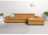 Ecksofa OTTO HOME "Alberto L-Form", gelb (curry), Sofas, B/H/T: 286cm x 73cm x 174cm, NaturLEDER, Recamiere rechts,mit Bettfunktion, Luxus-Microfaser Lederoptik (100% Polyester);Luxus-Microfaser ALTARA NUBUCK (100% Polyester);Luxus-Microfaser weich (90% Polyester, 10% Polyamid);Microfaser Antiklederoptik, Ecksofa, mit Kopfteilverstellung, wahlweise mit Schlaffunktion, B:286cm H:73cm T:174cm
