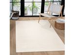 Teppich PACO HOME "Luzern 651", beige (creme), B:160cm H:13mm L:220cm, Polyester, Teppiche, Teppich, Kurzflor, Uni Farben, Hoch-Tief-Struktur, Scandi Design