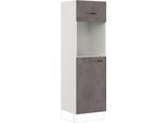 Backofen/Kühlumbauschrank IMPULS KÜCHEN "Prag", Breite/Höhe: 60/190,7 cm", grau (beton, optik schiefer dunkelgrau), B:60cm H:190,7cm T:57,6cm, Dekorfolie, Holzwerkstoff, Schränke, Backofen/Kühlumbauschrank, vormontiert, mit Klapptür, mit Drehtür