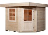 Gartenhaus WEKA "Designhaus 213 Plus", beige (naturbelassen), Fußboden im Gartenhaus, ohne Dacheindeckung, Massivholz, Gartenhäuser, Gartenhaus