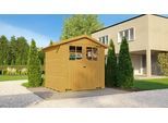 Gartenhaus WEKA "Nr. 316, Größe 2", braun (eiche hell lasiert), Fußboden im Gartenhaus, ohne Dacheindeckung, Massivholz, Gartenhäuser, Gartenhaus, inklusive Fussboden