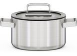 Kochtopf HANSEATIC "PREMIUM", silber (silberfarben), Ø:20cm, Töpfe, Kochtopf, handfreundliche Griffe, Literskala, Glasdeckel, Induktion