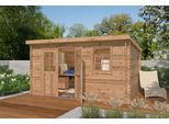Gartenhaus NORDIC HOLZ "Amira 230", braun, ohne Fußboden, ohne Dacheindeckung, Massivholz, Gartenhäuser, Gartenhaus