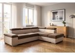 Ecksofa SIT & MORE "Valantine L-Form, B: 272 cm, Armteilverstellung, Kopfteilverstellung", braun (creme, braun), B:272cm H:73cm T:226cm, 100% Polyester;Luxus-Kunstleder/Struktur (88% Polyester, 12% Polyamid), Sofas, Ecksofa, mit Schlaffunktion, Komfortsofa, modern