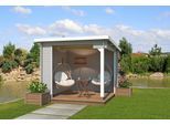 Gartenhaus LASITA MAJA "Unterstand/Lounge Buffalo 275", grau (lichtgrau), ohne Dacheindeckung, Massivholz, Gartenhäuser, Gartenhaus, Unterstand / Lounge 28mm