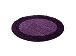 Muratap Basic rond shaggy kader vloerkleed hoogpolig- 200 cm rond
