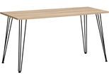 Schreibtisch SCHILDMEYER "Emmik, Schreibtisch, Made in Germany, B: 138 cm", braun (weiß eiche, matt schwarz, weiß eiche), B:138cm H:73,7cm T:60cm, Tische, Schreibtisch, Solide Verarbeitung - Dieses Produkt ist in Deutschland gefertigt
