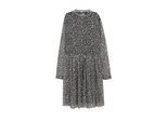 Meshkleid S.OLIVER JUNIOR, Mädchen, Gr. 146, N-Gr, Langarm, Mesh, schwarz-weiß (schwarz aop), Mesh, Obermaterial: 92% Polyester, 8% Elasthan, bedruckt, knieumspielend, Kleider Meshkleid, Pflegeleichter, elastischer Mesh, Jersey- Futter aus Viskosemix