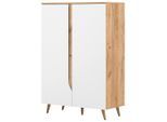 Livetastic , Weiß, Eichefarben , Holzwerkstoff , 6 Fächer , 90x132x42 cm , Beimöbel erhältlich ,
